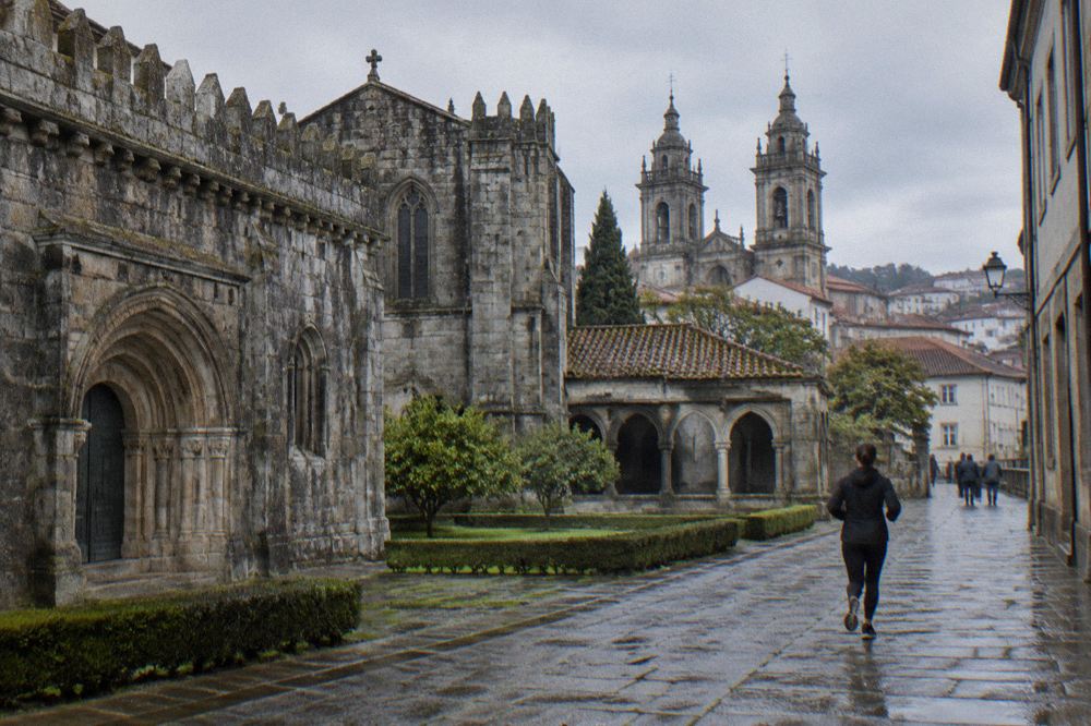 The twin towers of the Sé de Braga cathedral rising above the rooftops of the historic centre