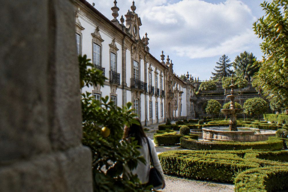 The baroque façade and gardens of the Museu dos Biscainhos palace in Braga