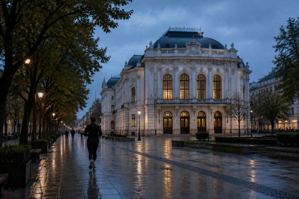 The tree-lined Avenida da Liberdade in Braga with the Theatro Circo facade visible