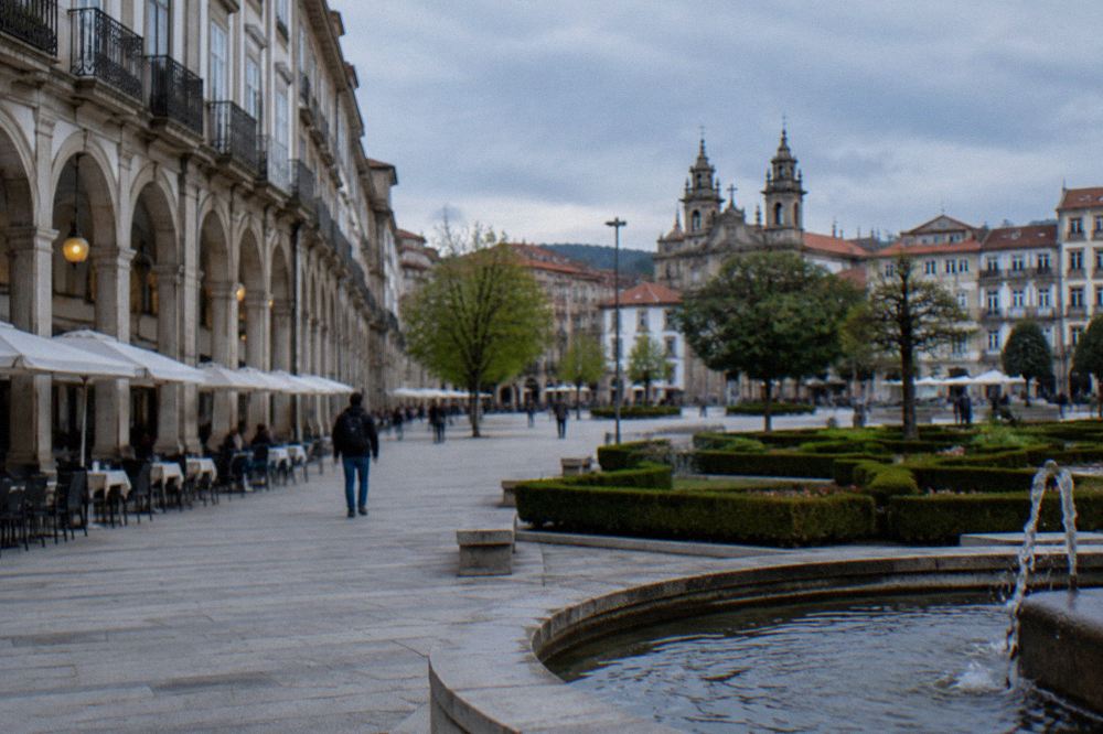 The Praça da República and Avenida da Liberdade in central Braga on a bright morning