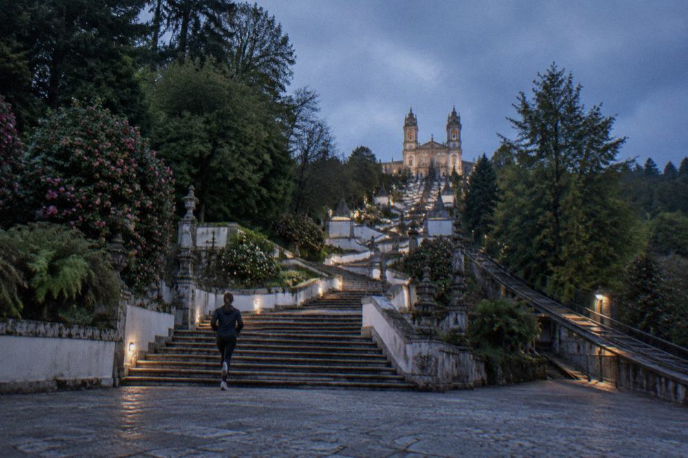 The zigzag flights of the Bom Jesus stairway with their baroque fountains and statues